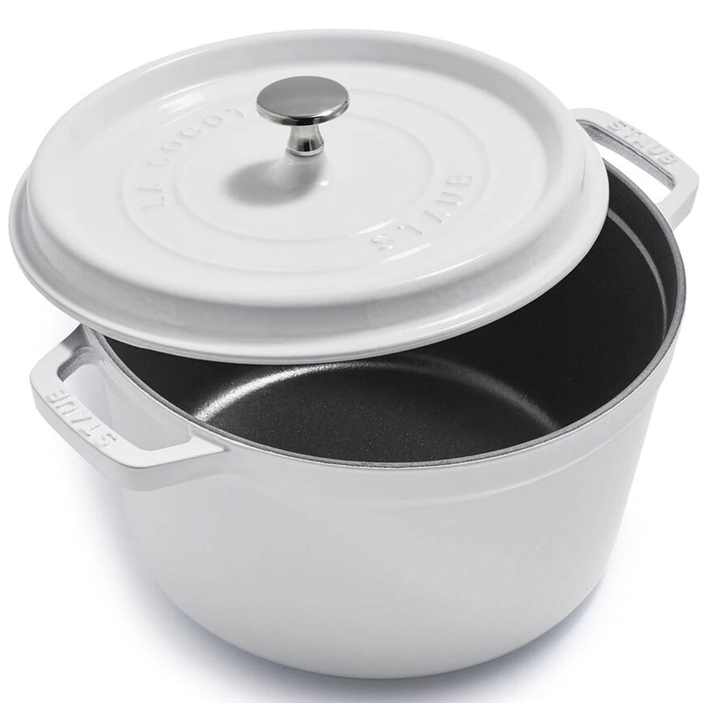Staub Cast Iron 7-qt Round Cocotte - White Truffle, Made in France