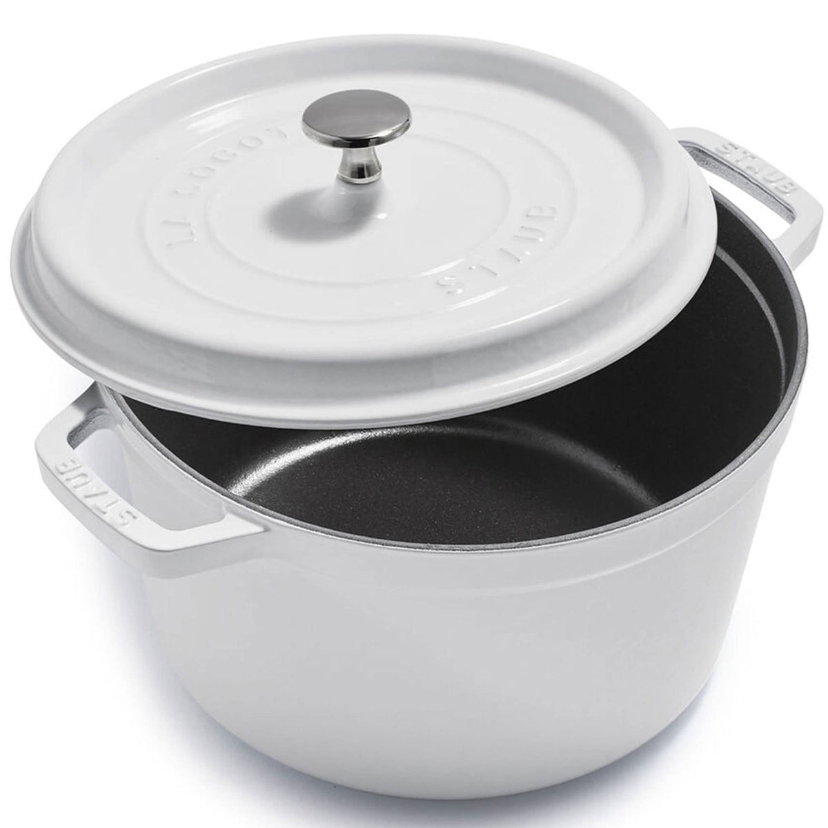 Staub Cast Iron 7-qt Round Cocotte - White Truffle, Made in France