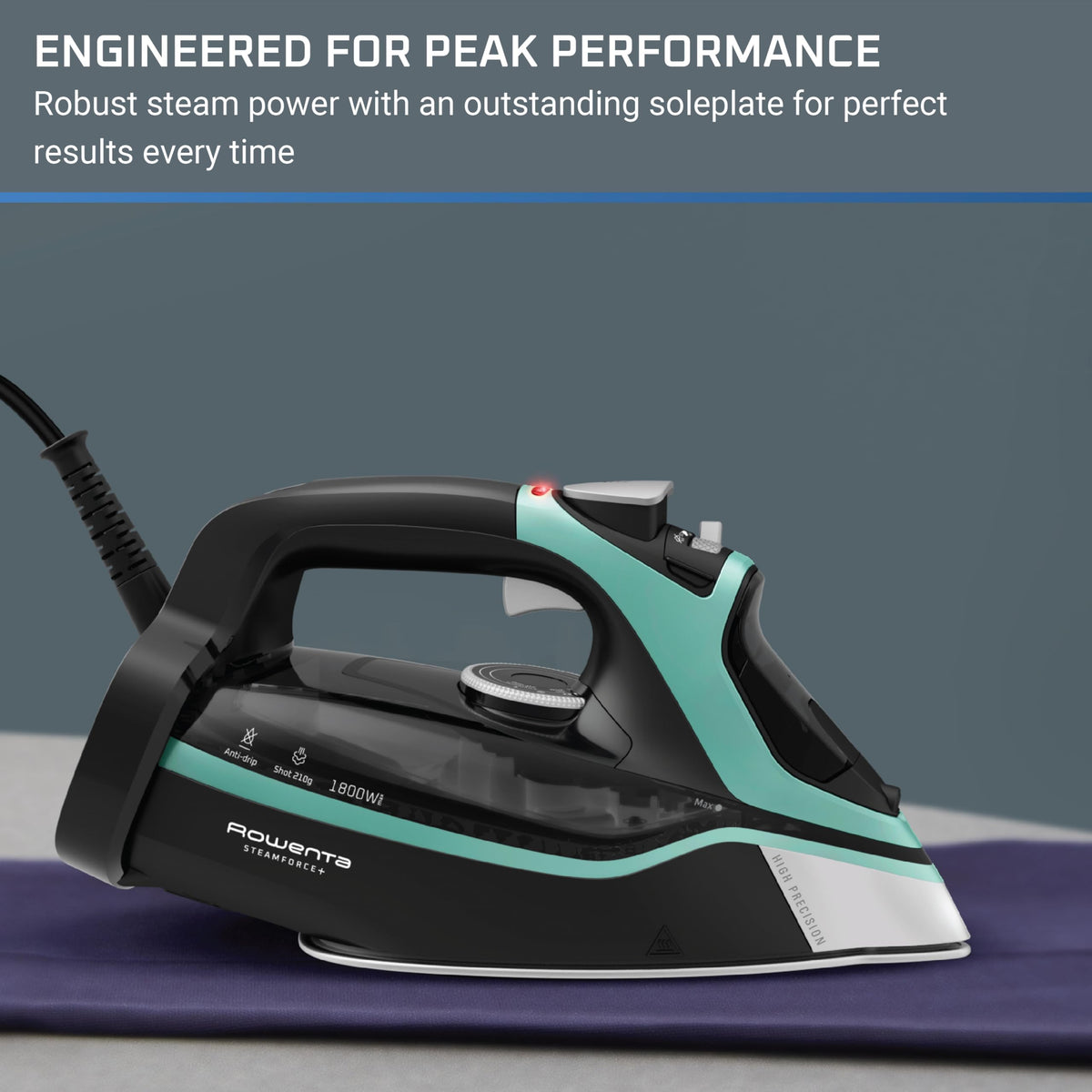 Rowenta Iron for Clothes, High Pressure Steamer Iron with Boiler System, 400 Steam Holes, Vertical Steaming, 37oz Tank, Stainless Steel Soleplate