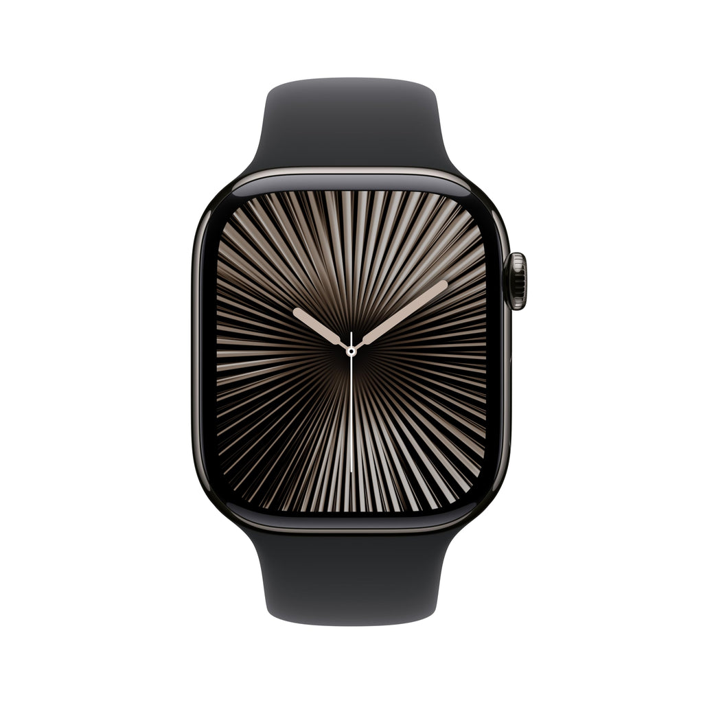 Apple Watch Series 10 [GPS 46mm case] Smartwatch with Jet Black Aluminum Case with Black Sport Band - M/L. Fitness Tracker, ECG App, Always-On Retina