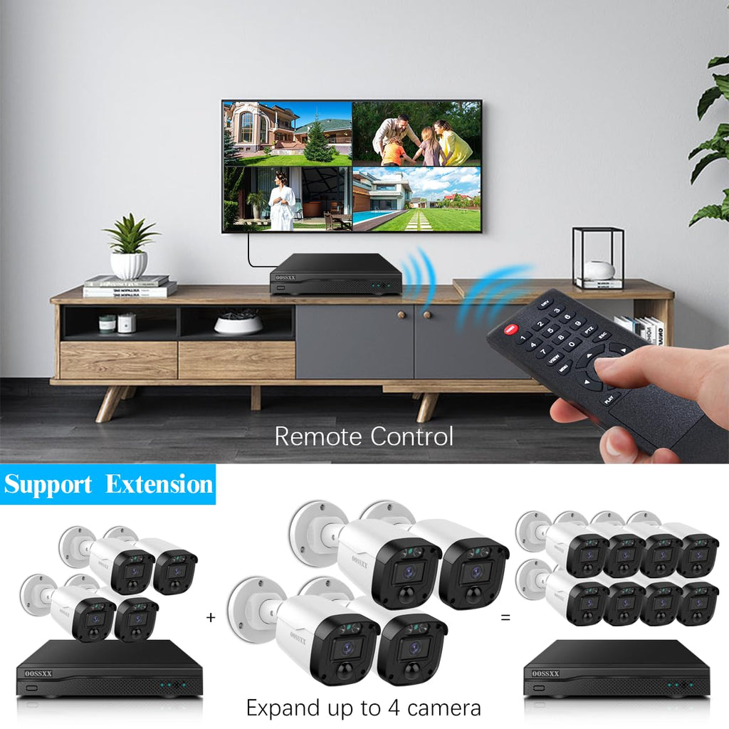 OOSSXX 5MP Definition Full HD Wired Security Camera System Outdoor AHD Dome Bullet Home Video Surveillance Cameras CCTV Camera Security System