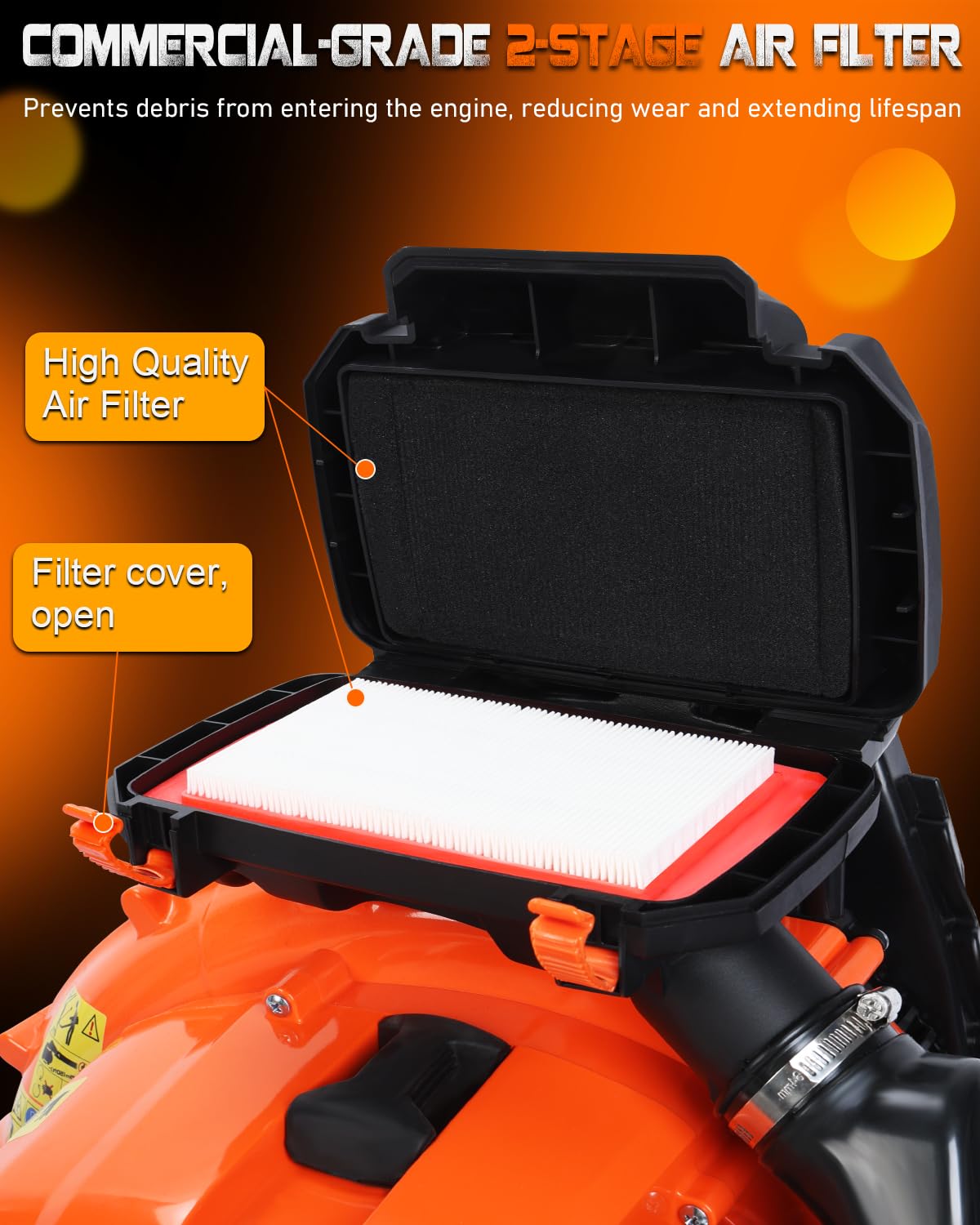 80cc Gas Backpack Leaf Blower, 900CFM 206MPH 2-Stroke Engine, Heavy-Duty Leaf & Snow Blower for Lawn, Garden & Commercial Use (853 EZ)
