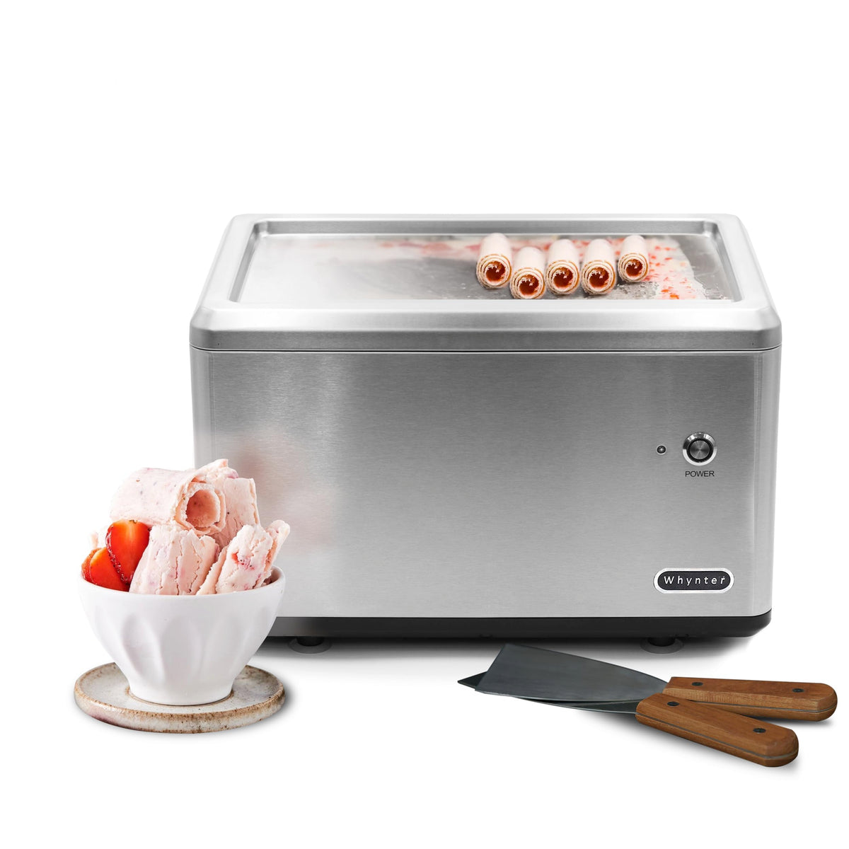 Whynter Ice Cream Maker Machine Automatic 2.1 Qt. with Built-In Compressor, LCD Digital Display & Timer, No Pre-Freezing, ICM-200LS, Stainless Steel