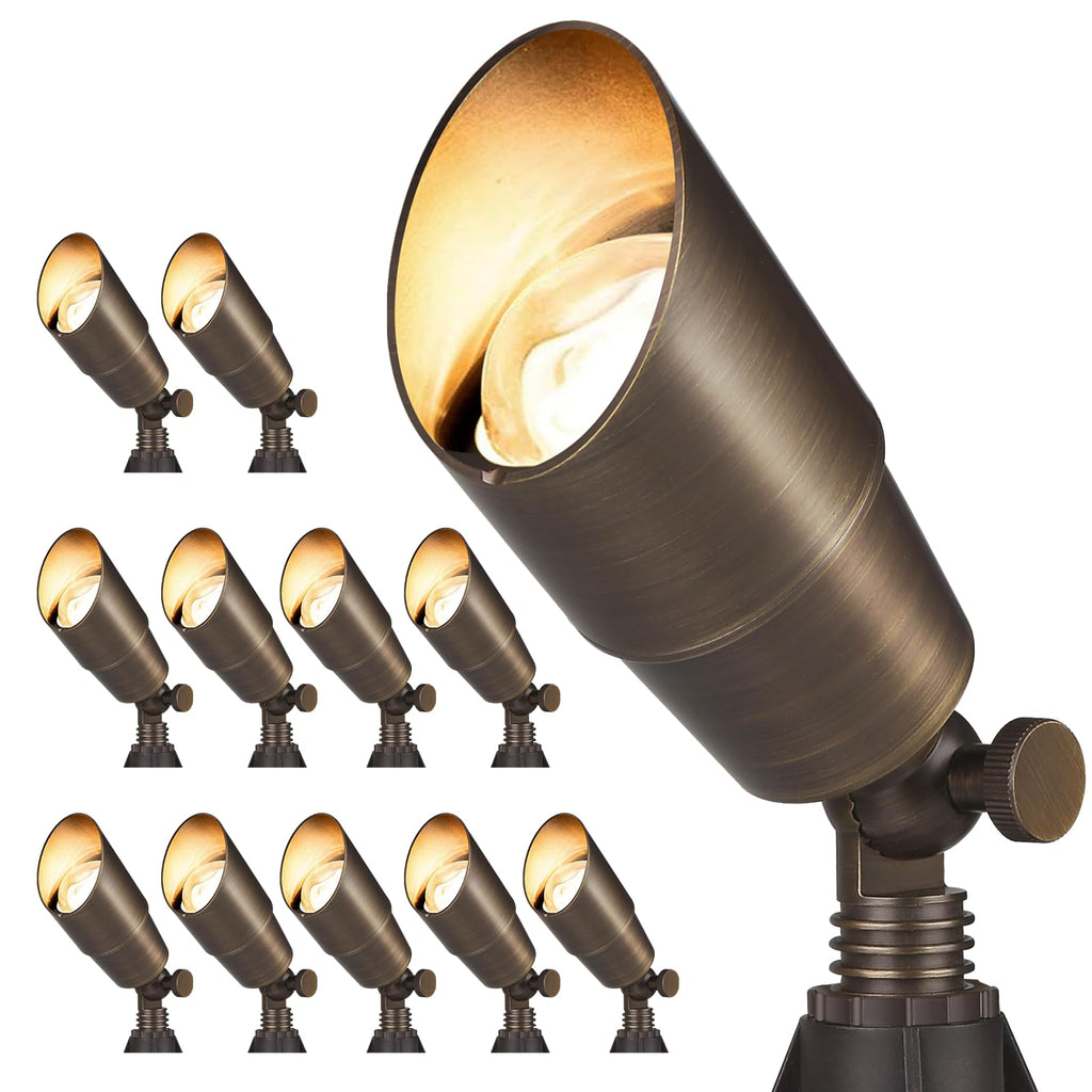 Gardencoin Solid Brass Outdoor Landscape Spotlights, 12V LED Low Voltage Landscape Lights for Garden and Yard, Bronze Heavy Duty Up Lighting Fixture