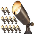 Gardencoin Solid Brass Outdoor Landscape Spotlights, 12V LED Low Voltage Landscape Lights for Garden and Yard, Bronze Heavy Duty Up Lighting Fixture