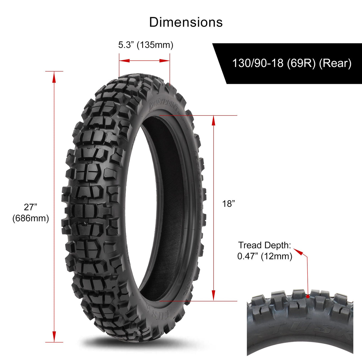 Tusk Waypoint Adventure Motorcycle Tire Set â 90/90-21 Front & 130/90-17 Rear (68R) Tube Type