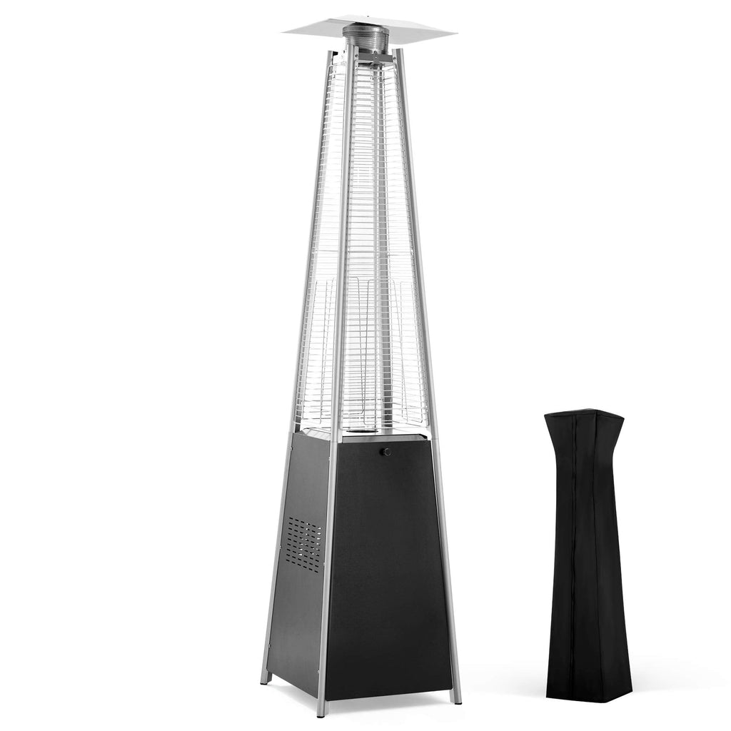 PAMAPIC Patio Heater, 42,000 BTU Quartz Glass Tube Brown Tower Propane Outdoor Heater with Cover