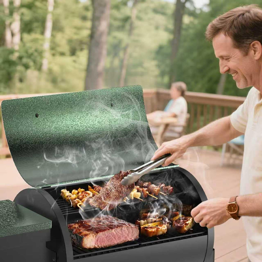 Pellet Smoker Grill Combo, 456 SQ.IN Cooking Area with PID Temperature Control (180-450F) Electric BBQ Meat Grills & Smokers, Patio Backyard for