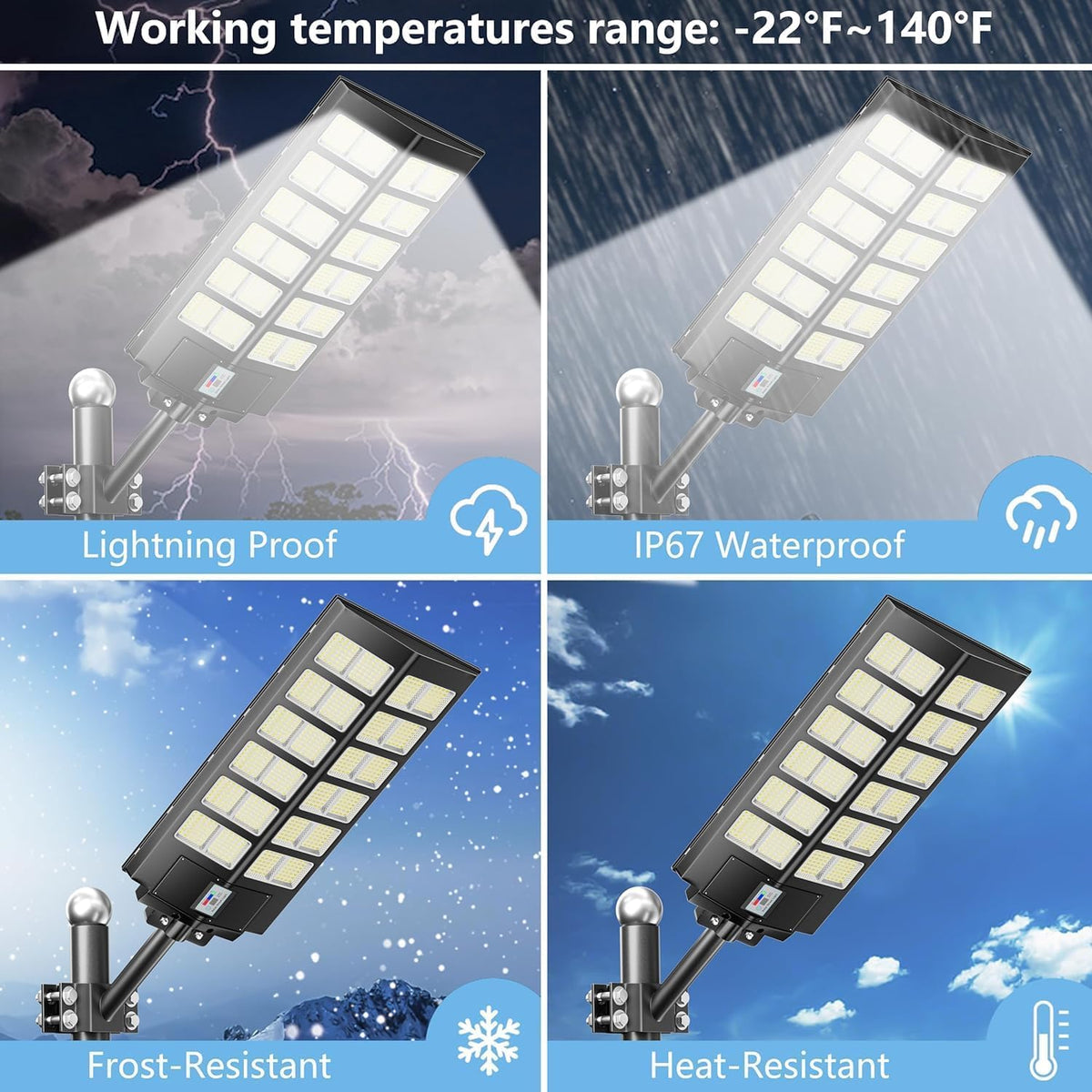 Solar Street Lights Outdoor Waterproof Dusk to Dawn, Large 9000W Outdoor Floodlight LED Motion Sensor, 7000K Wide Angle Parking Lot Flood Lamp Remote