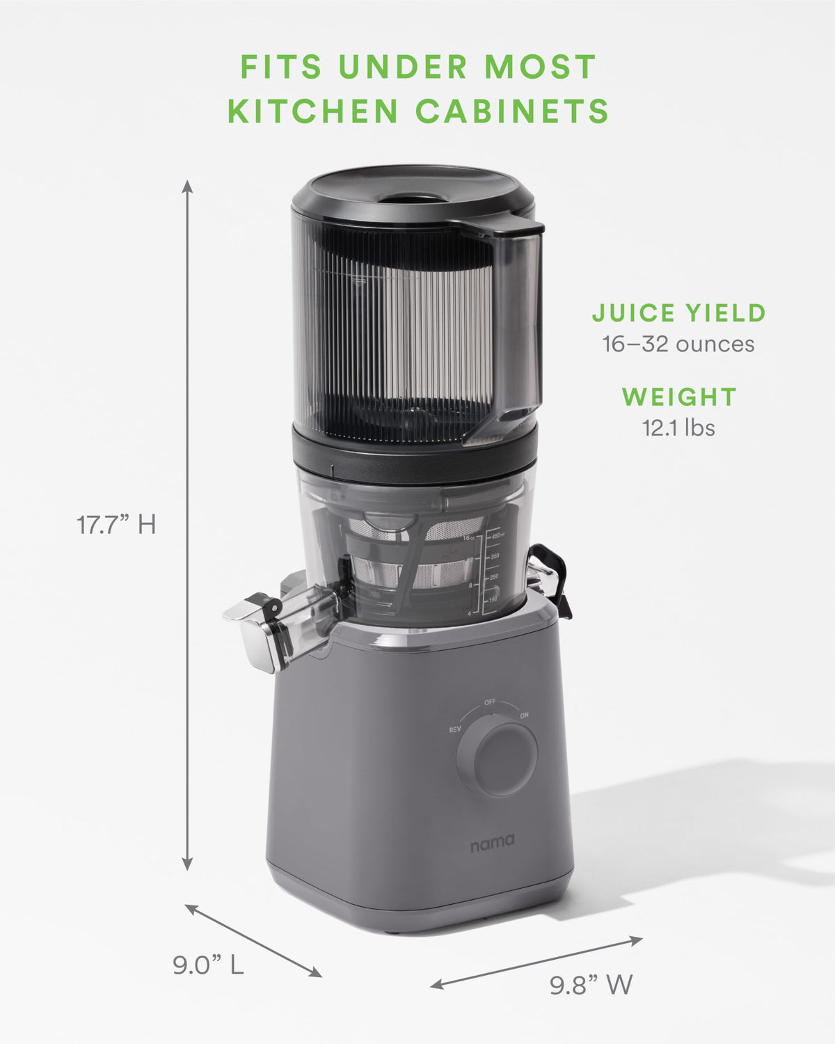 Nama J2 Cold Press Juicer C Self Feeding for Hands-Free Operation with Wide Mouth Hopper for Whole Recipe Loading, Zero Waste Masticating Juicer For