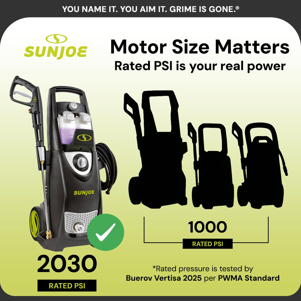 Sun Joe SPX3000-XT1 XTREAM 2,500 PSI Pressure Washer with 14.9A Motor, Includes 4 Quick-Connect Nozzles, High-Pressure Hose, Garden Hose Adapter, and