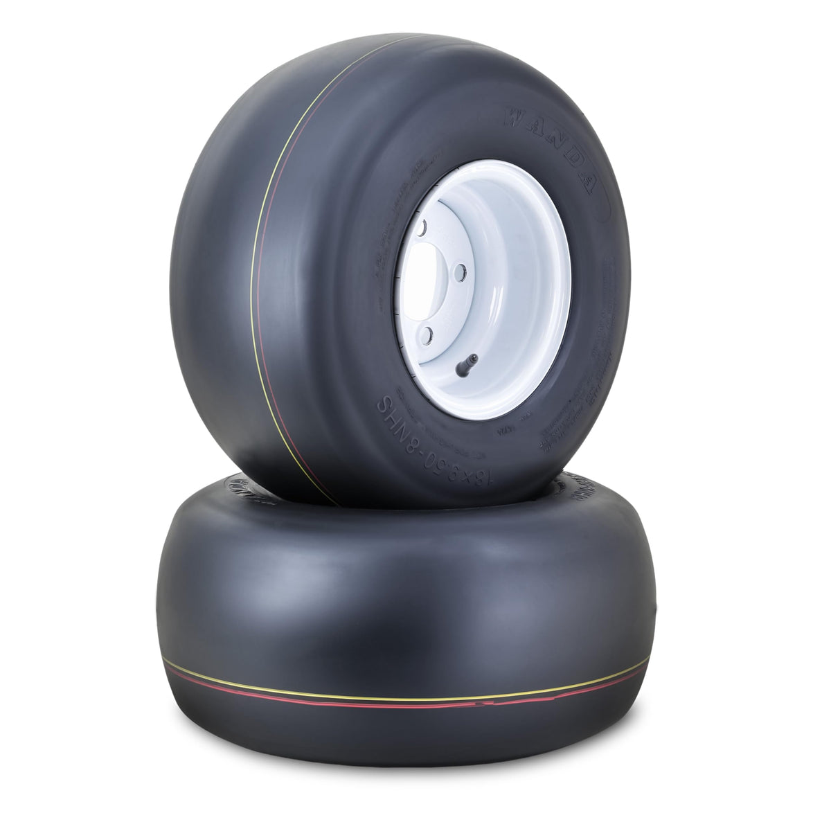 WANDA Lawn Mower Tractor Tire Wheel 18X7.5-8 4PR w/ 4X4" PCD White Rim,SET2