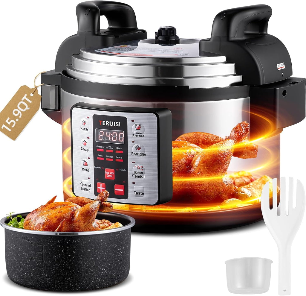 15.9QT/15L Commercial Pressure Cooker, 8-in-1 Multifunctional Large Pressure Cookers, 1700W Electric Pressure Canner with Non-stick Inner Pot, Slow