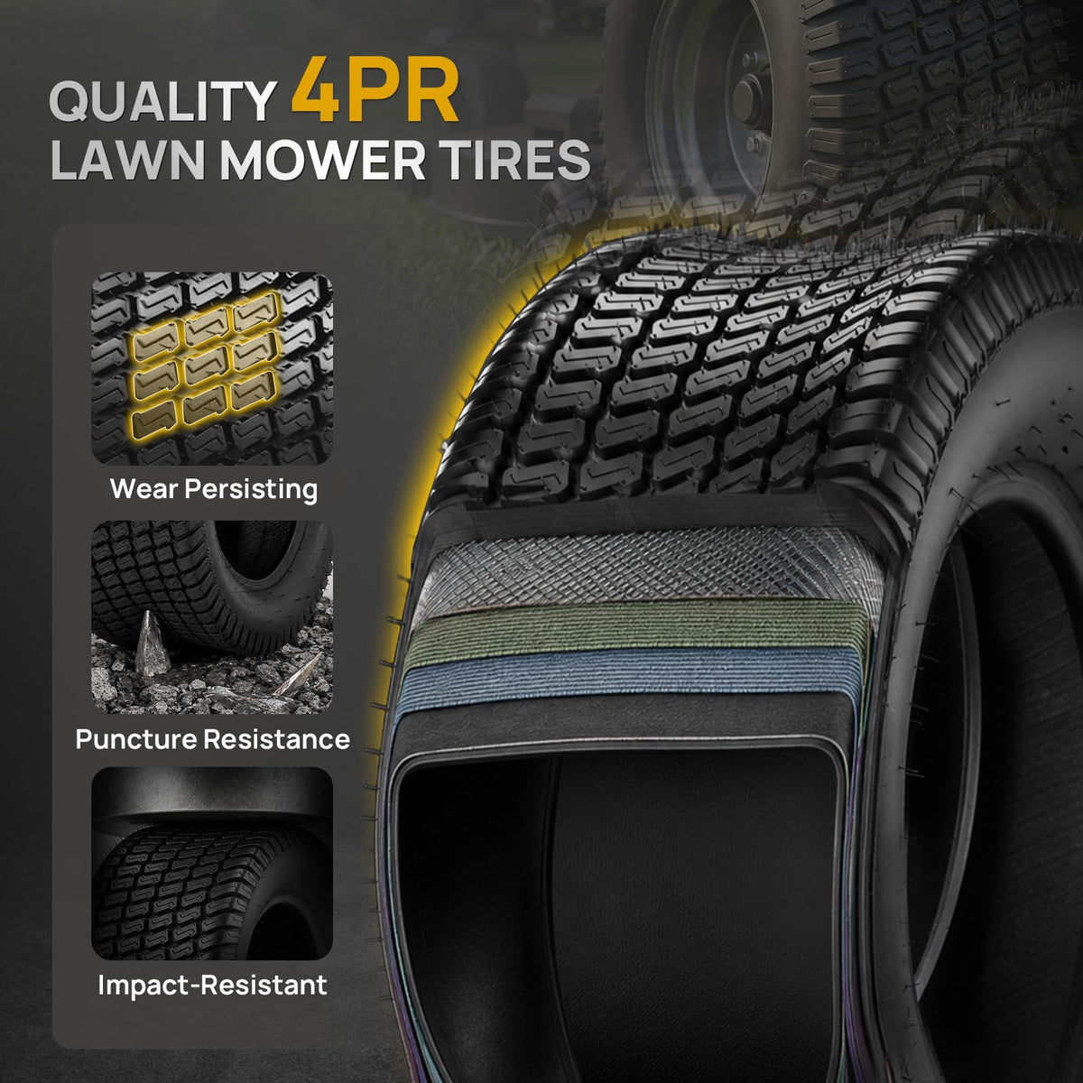 TUFFIOM 20x10.00-8 4PR Lawn Mower Tires Turf Tire Set of 2 for Garden Tractor Riding Lawnmower, Tubeless