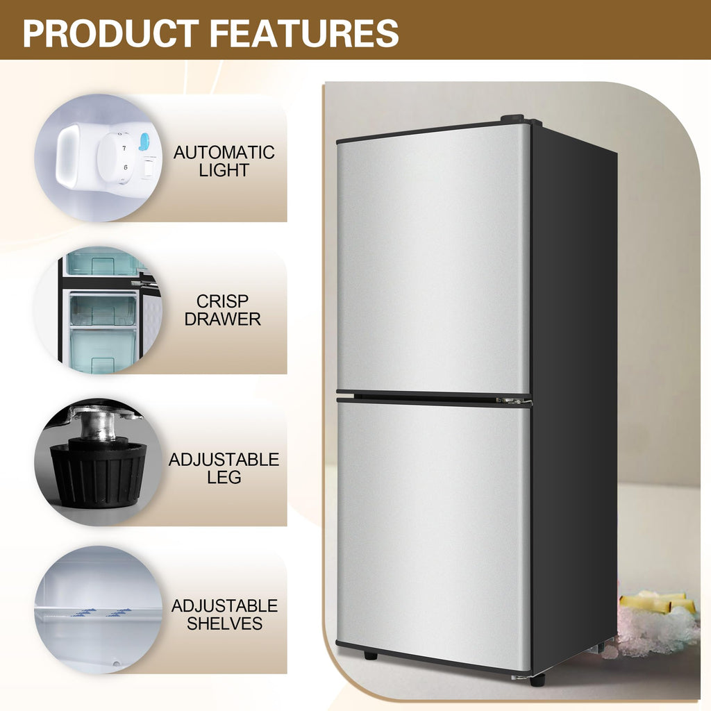 3.3 Cu. Ft. Mini Fridge with Freezer, Compact Refrigerator with Adjustable 7-Level Thermostat, Dorm Fridge for Kichen, RV, Office, Apartment, Black