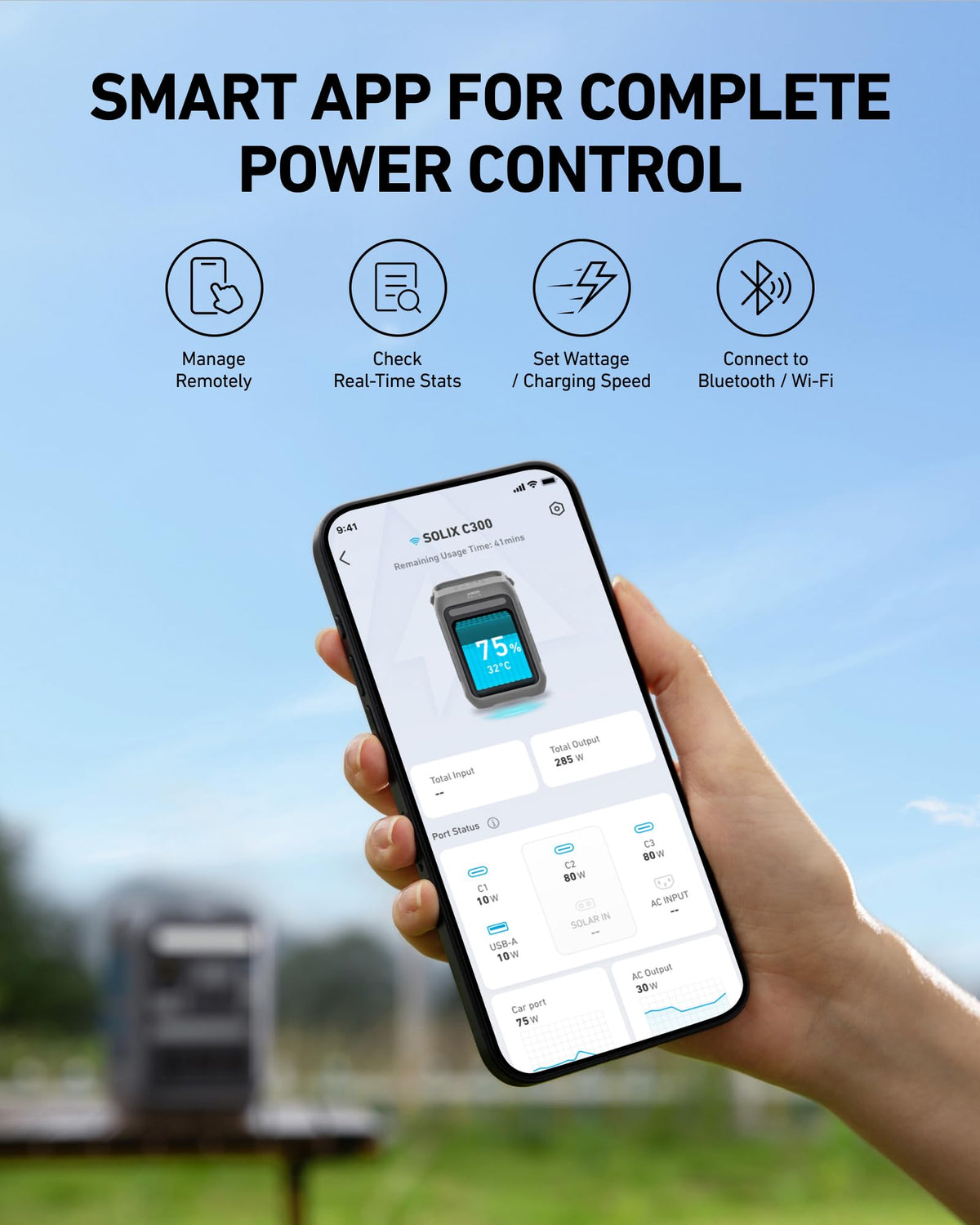 Anker Solar Generator SOLIX C300 with 60W Solar Panel, 288Wh Portable Power Station, 300W (600W Surge), LiFePO4 Battery, 140W Two-Way Fast Charging