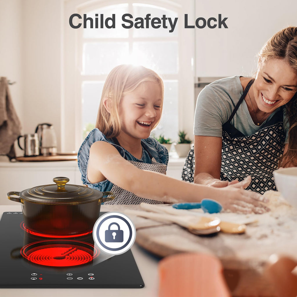 4 Burner Electric Cooktop,7200W Built-in & Countertop 4 Burner Electric Stove Top with 9 Power Levels, Child Safety Lock & 99mins Timer, 30 inch