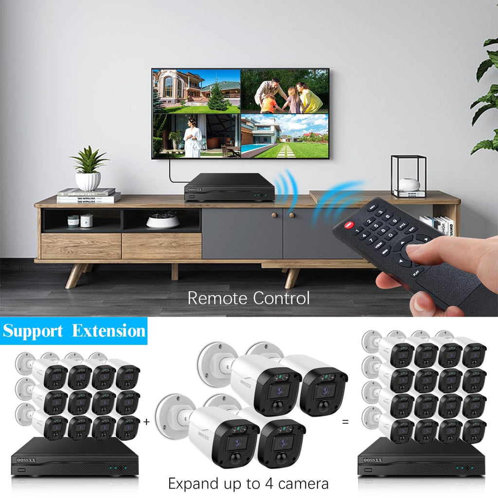 OOSSXX 5MP Definition Full HD Wired Security Camera System Outdoor AHD Dome Bullet Home Video Surveillance Cameras CCTV Camera Security System