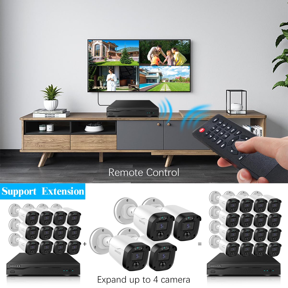 OOSSXX 5MP Definition Full HD Wired Security Camera System Outdoor AHD Dome Bullet Home Video Surveillance Cameras CCTV Camera Security System