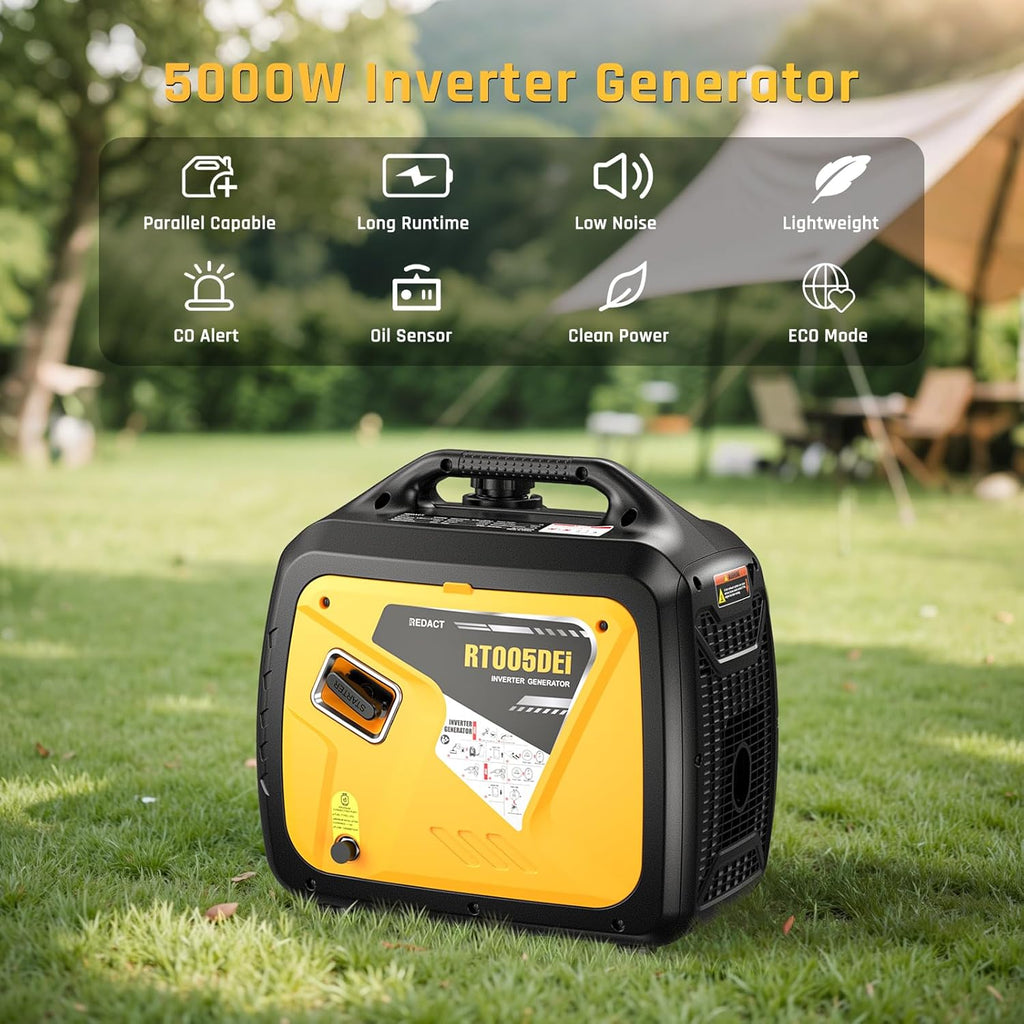 5000 Watts Portable Dual Fuel Inverter GeneratorC Small Gasoline LPG Powered for Home Backup, Camping, RV, Tailgating with CO Protection, Eco Mode
