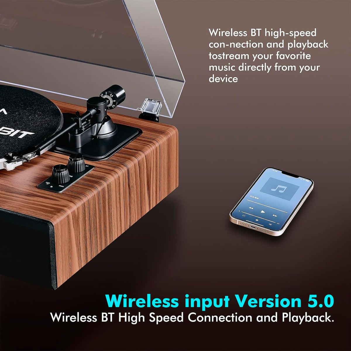 Vinyl Record Player with Speakers,High Fidelity Turntables for Vinyl Records with Magnetic Cartridge AT-3600L,Bluetooth Playback Built-in Phono