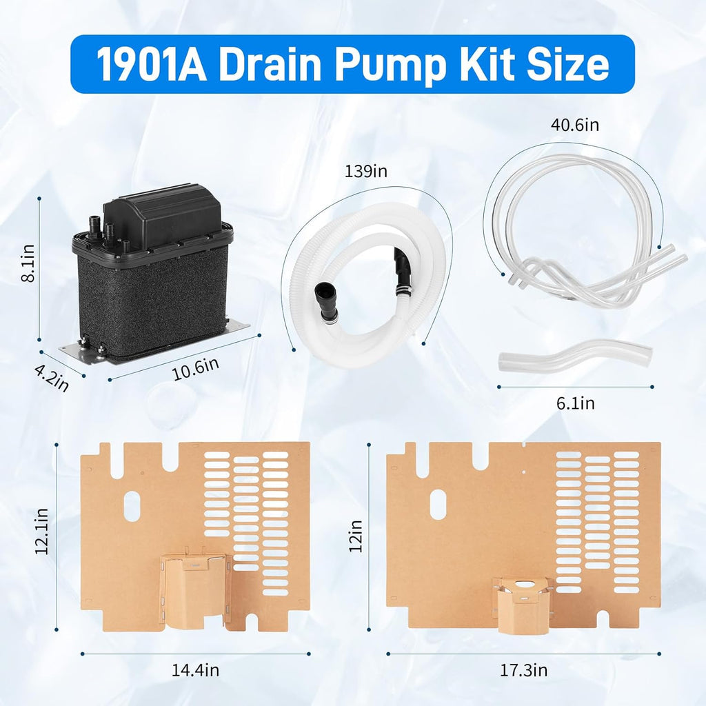 1901A Drain Pump Compatible with Whirlpool, Ice Machine Drain Pump Replaces 1901, 2185528, 2208534, 2310253, AH3650734, EA3650734, PS3650734