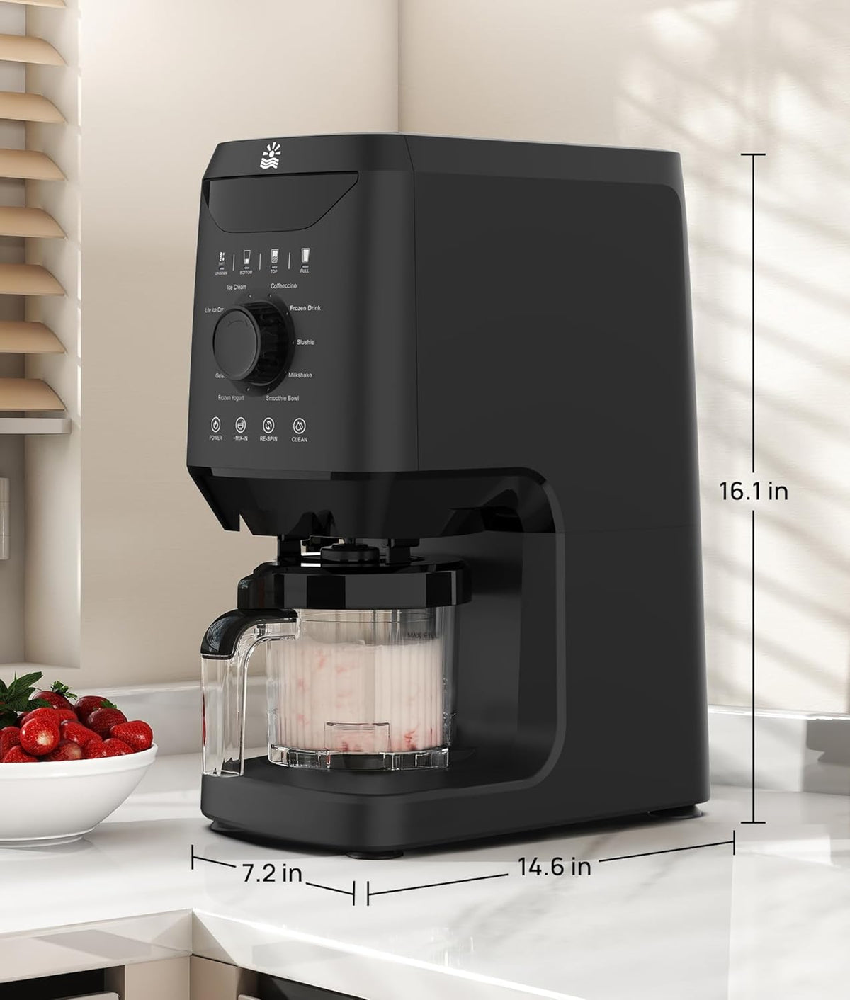 Automatic Ice Cream Maker Machine - 12-in-1 Ice Cream Maker with 2 Pint Containers & Lids, 2-5 Min Homemade Gelato, Sorbet and Frozen Yogurt Maker
