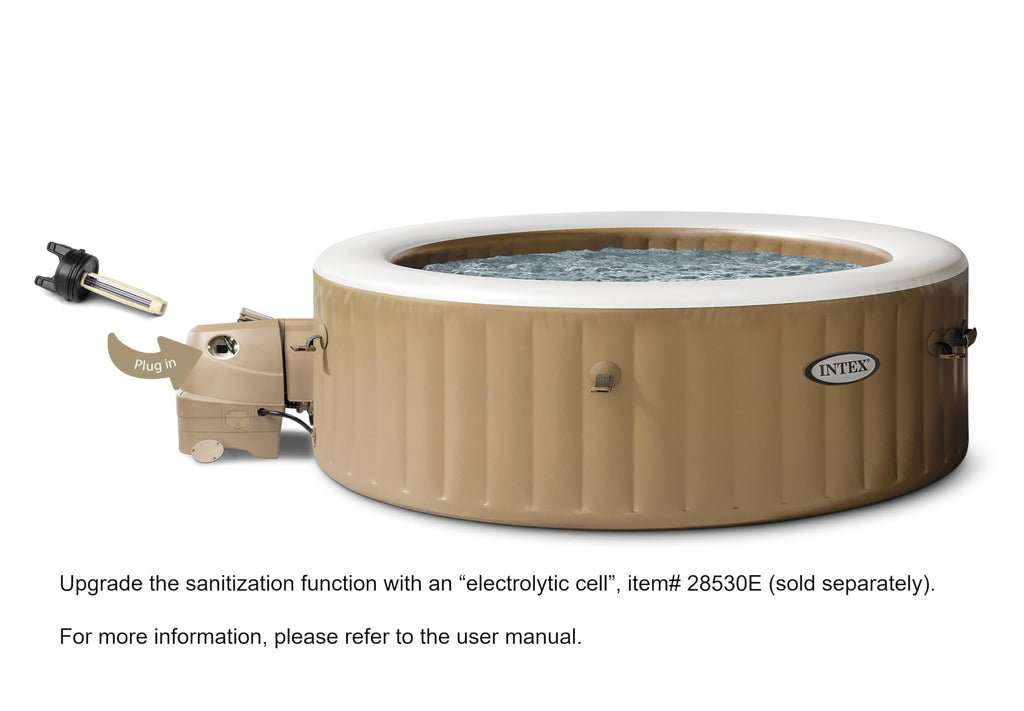 INTEX 28425EH PureSpa Bubble Massage Spa Set Outdoor Inflatable Portable Hot Tub, Includes Energy Efficient Spa Cover, Saltwater System Ready, 4