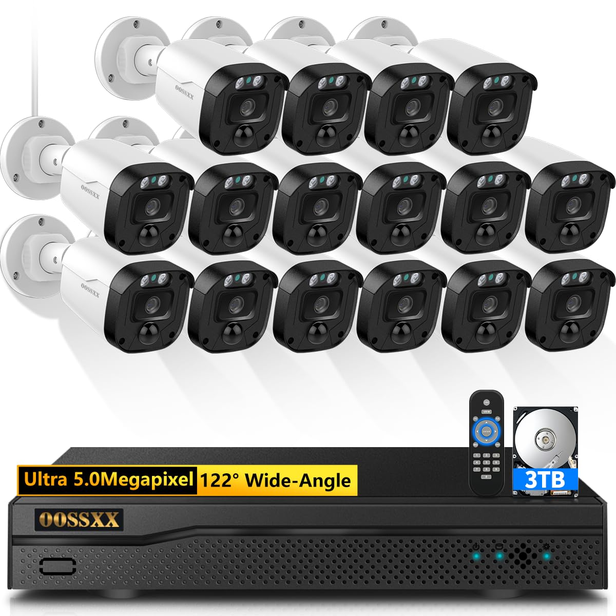 OOSSXX 5MP Definition Full HD Wired Security Camera System Outdoor AHD Dome Bullet Home Video Surveillance Cameras CCTV Camera Security System