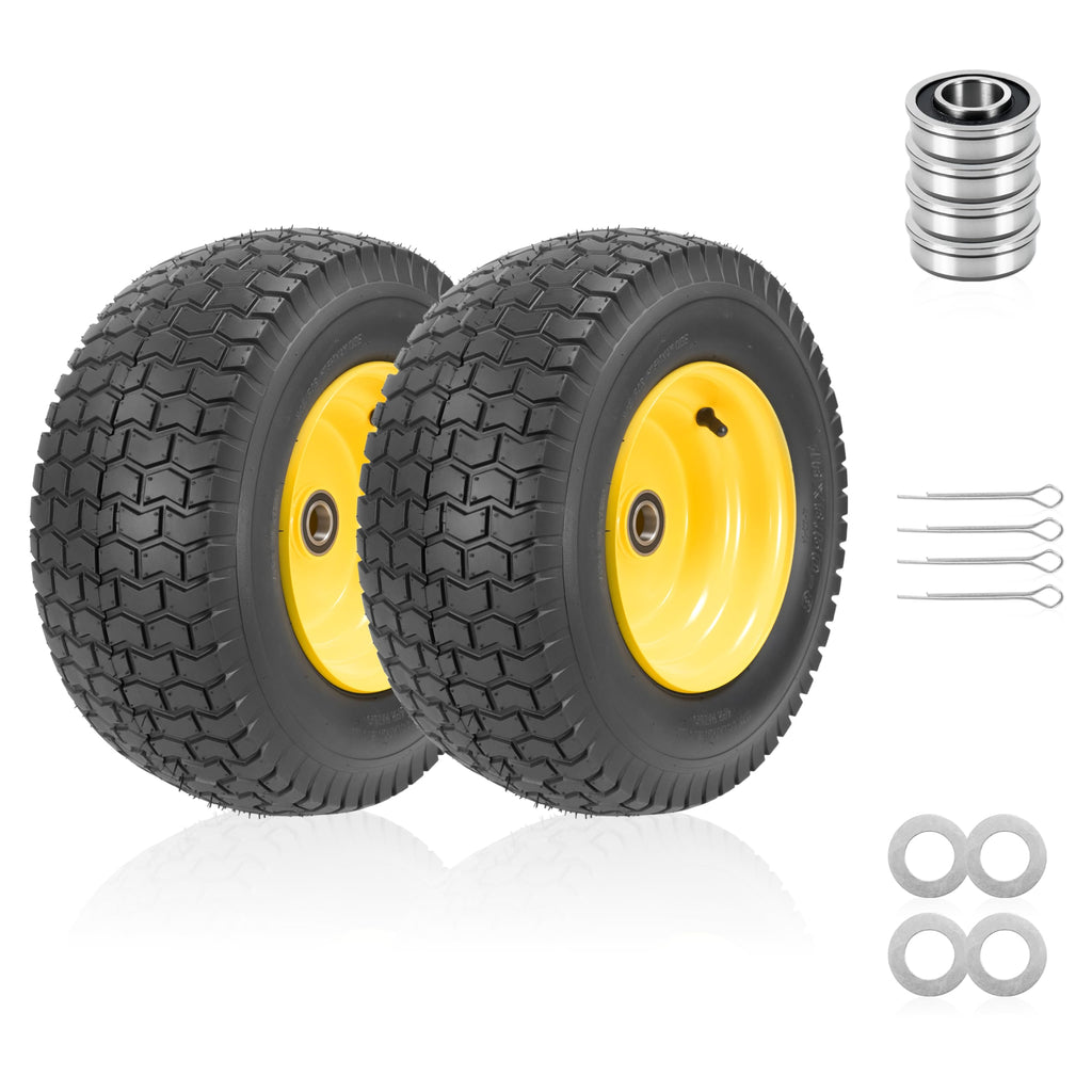 2-Pack 20x10.00-8 Tubeless Lawn Mower Rear Tire and Wheel Assembly, 4-Ply.