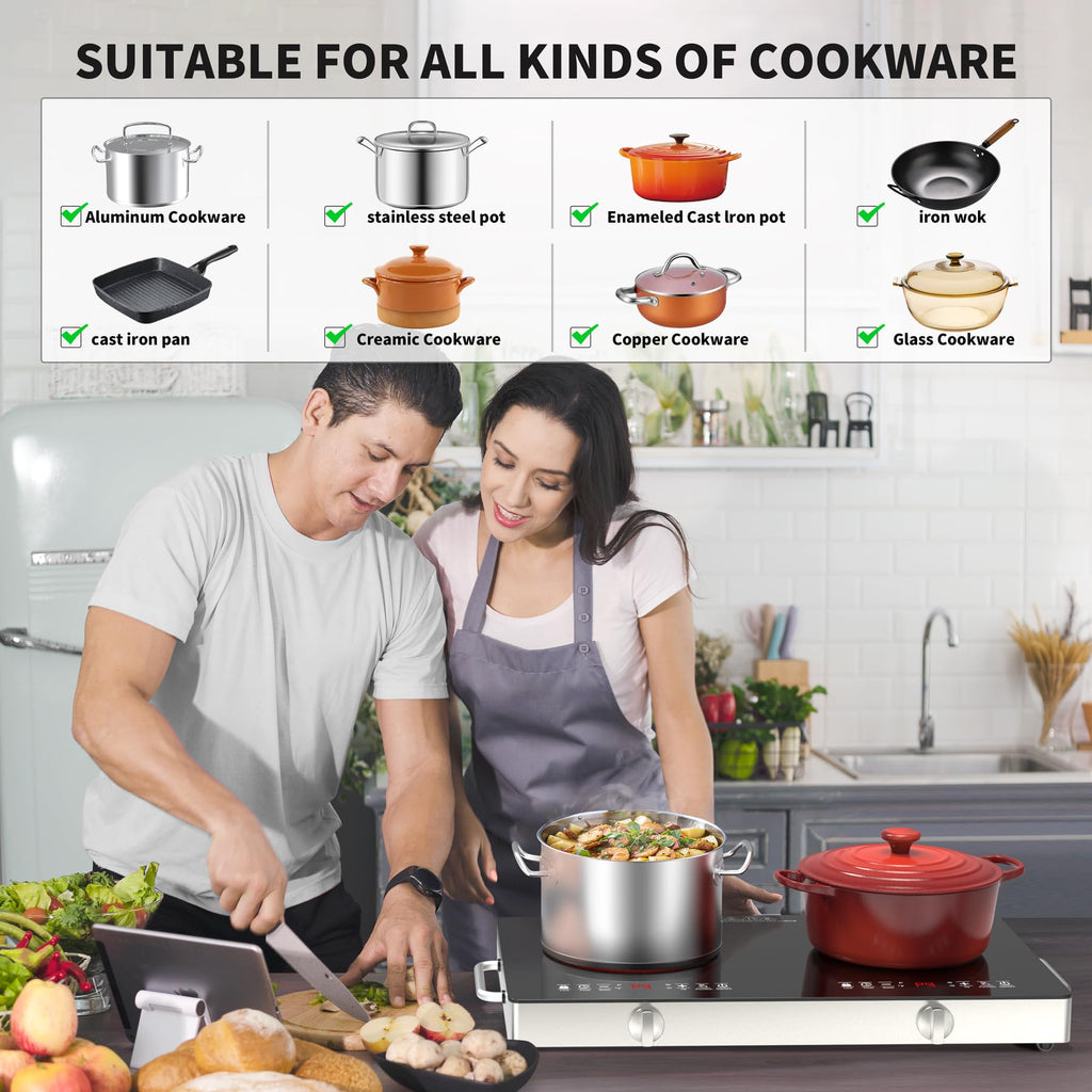 4 Burner Electric Cooktop,7200W Built-in & Countertop 4 Burner Electric Stove Top with 9 Power Levels, Child Safety Lock & 99mins Timer, 30 inch