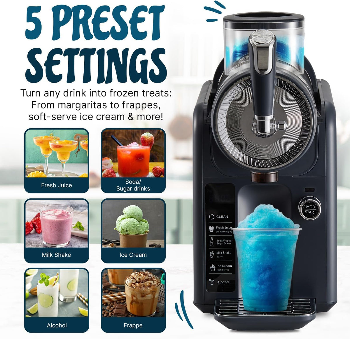 Slushie Machine for Home, No Ice Needed Professional Frozen Drink Maker & Soft-Serve Ice Cream Machine- 1.8 L Capacity Slushy Machine for Margaritas