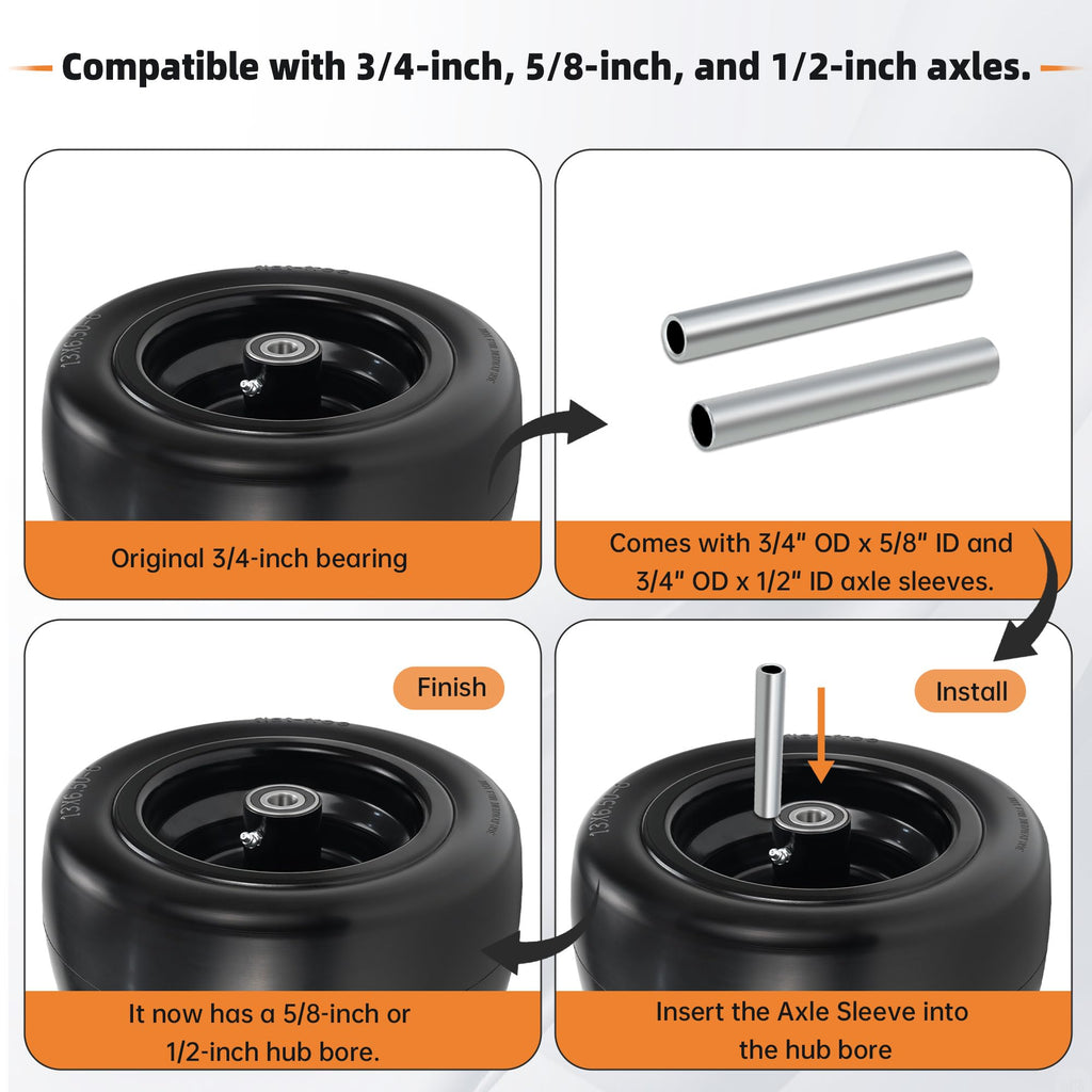 2-Pack 20x10.00-8 Tubeless Lawn Mower Rear Tire and Wheel Assembly, 4-Ply.