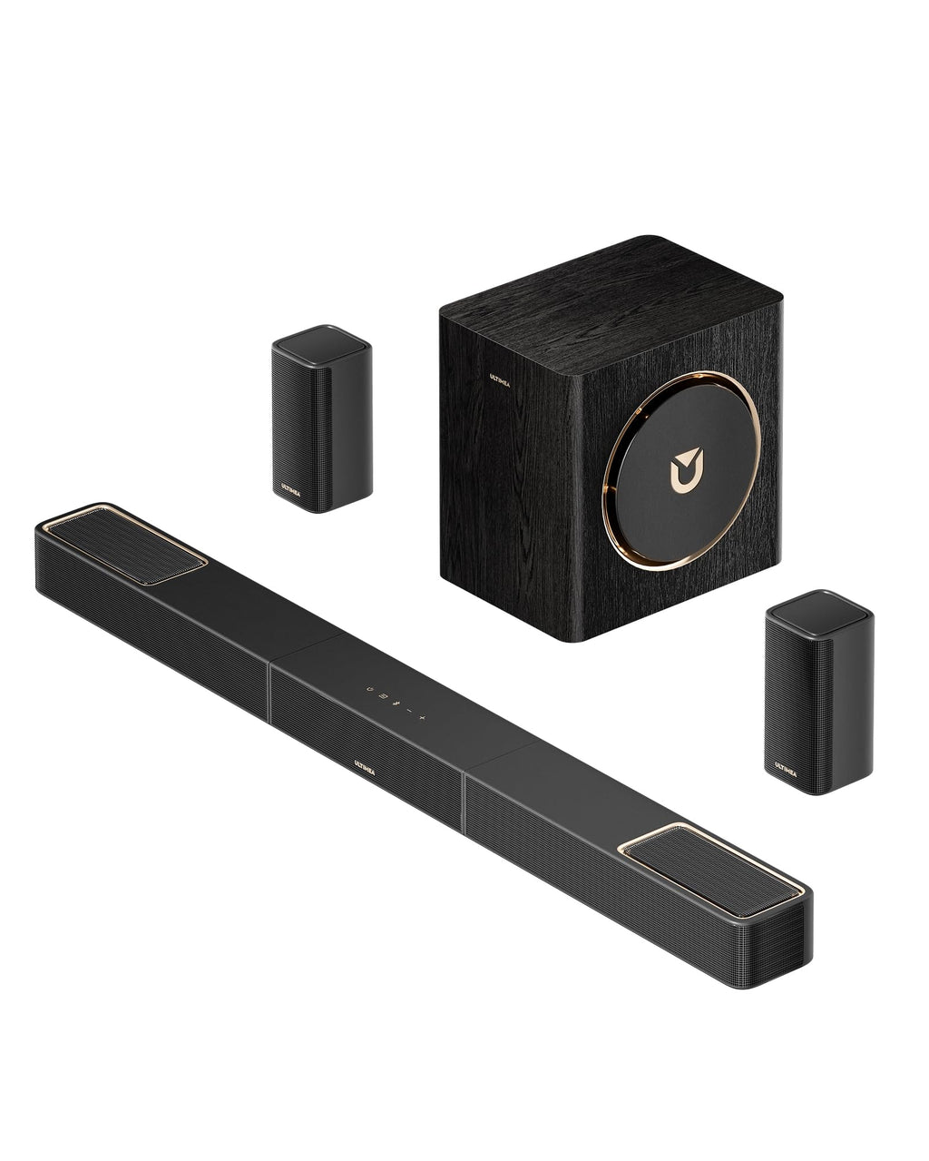 ULTIMEA Skywave X50 5.1.4ch Wireless Surround Sound System for TV, 760W Professional Sound Bar w/Dolby Atmos, 2 Wireless Surround Speakers & 8"