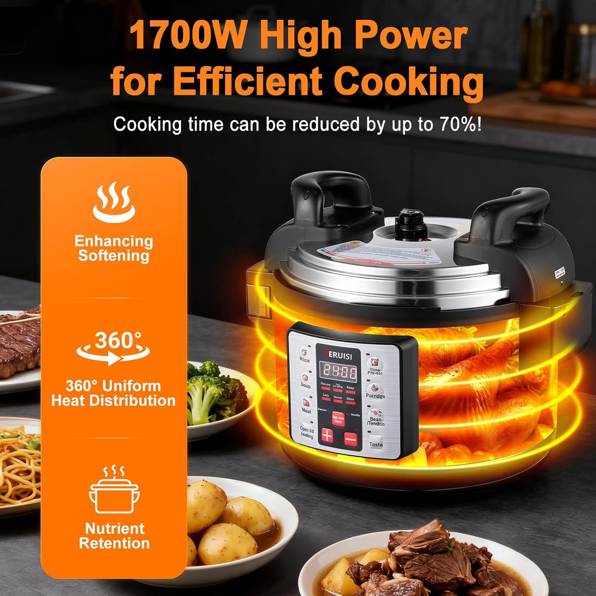 15.9QT/15L Commercial Pressure Cooker, 8-in-1 Multifunctional Large Pressure Cookers, 1700W Electric Pressure Canner with Non-stick Inner Pot, Slow