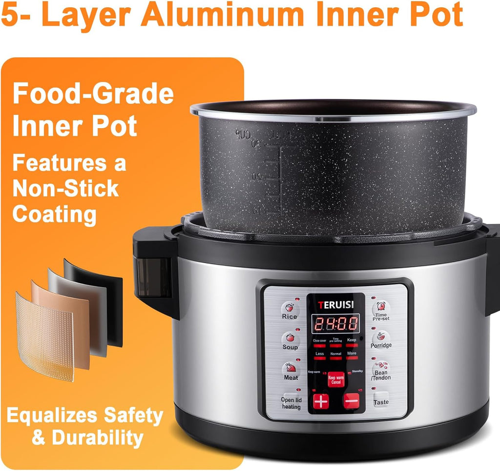 15.9QT/15L Commercial Pressure Cooker, 8-in-1 Multifunctional Large Pressure Cookers, 1700W Electric Pressure Canner with Non-stick Inner Pot, Slow