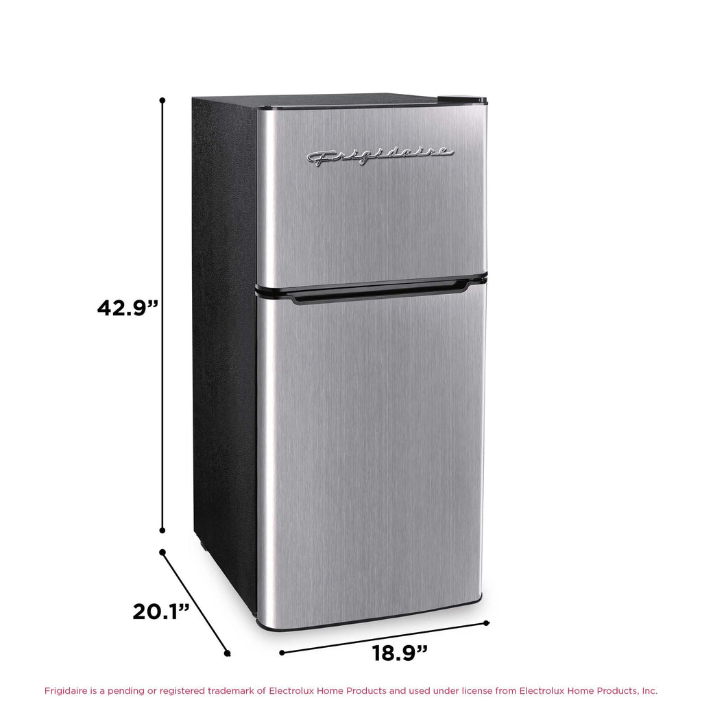 Frigidaire, 2 Door Apartment Size Refrigerator with Freezer, 7.5 cu ft, Adjustable Spill-Proof Shelves, Door & Crisper Bins, Platinum Silver, Garage