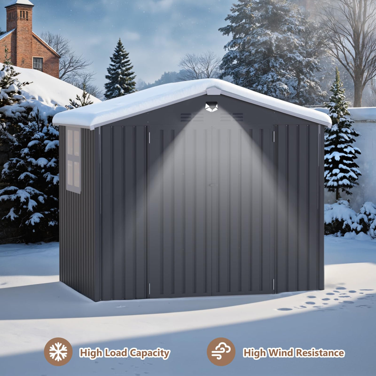 10x12 FT Outdoor Storage Shed, Metal Garden Shed - Tool Storage Sheds with Lockable Doors & 1 Clear Window, Waterproof Outside Storage Building for