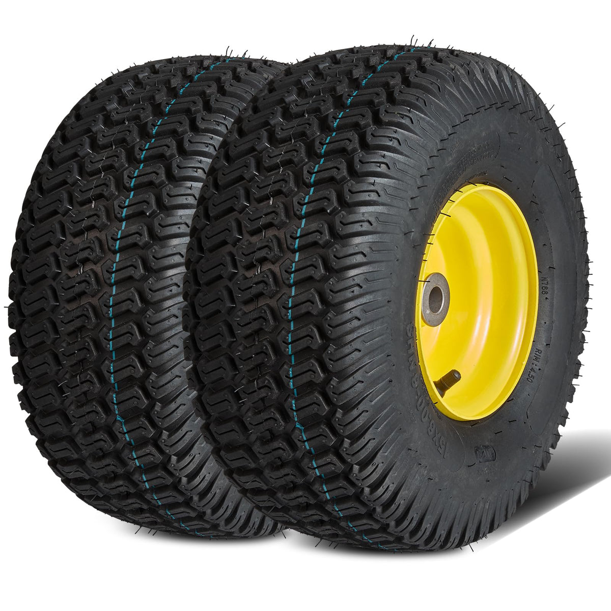 VEVOR Lawn Mower Tires with Rim, 20x8-8" Tubeless Tractor Tires, 2-Pack Tire and Wheel Assembly, S-Turf Pneumatic Tires with 3.5" Offset Hub and 3/4" Bushing Size, for Riding Mowers Lawn Tractors
