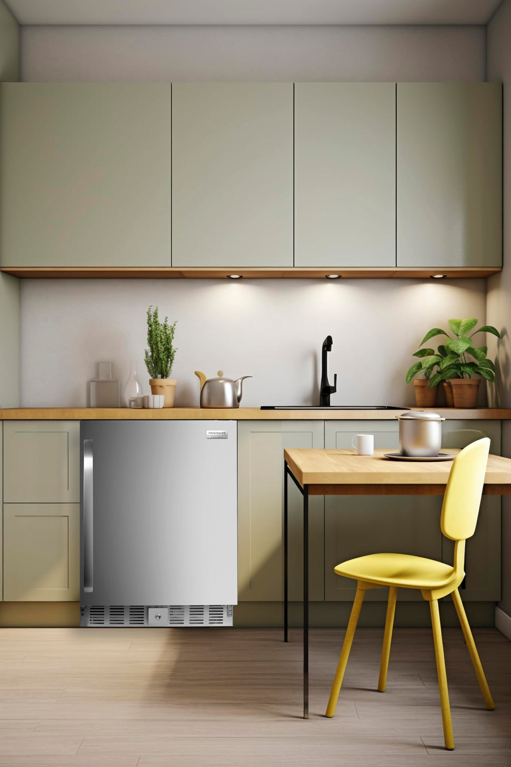 Frigidaire 3 Cu Ft Capacity built in fridge, under counter, frost free, Stainless Steel