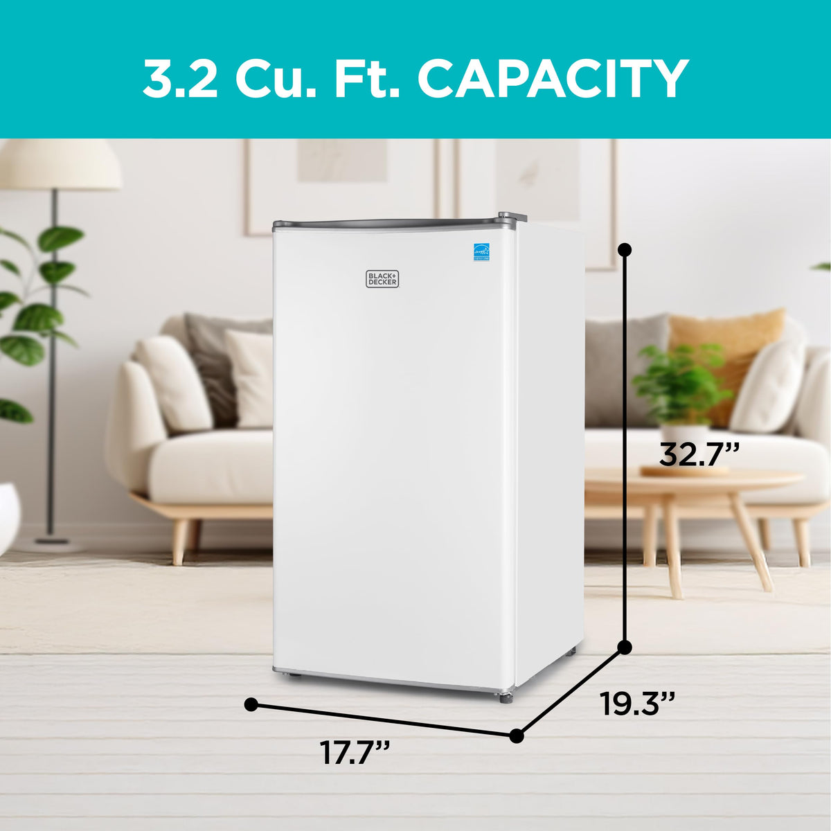 BLACK+DECKER 1.7 Cu. Ft. Compact Refrigerator, ENERGY STAR Certified, Single Door Mini Fridge with Chiller Compartment, Personal Fridge for Home or