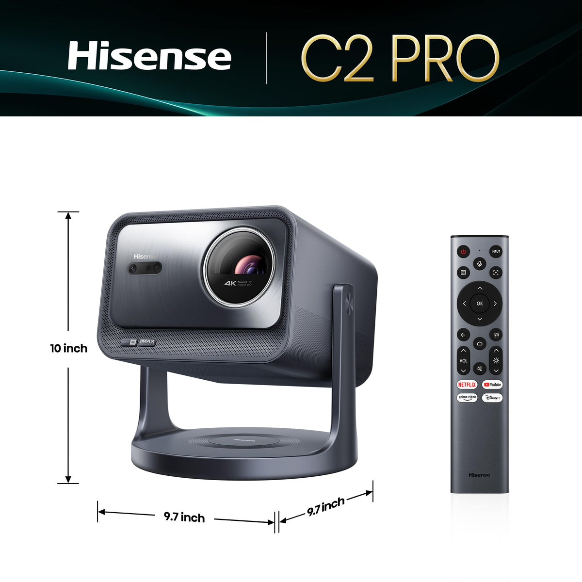 Hisense C2 Ultra, Triple Laser Smart Portable Projector, 4K UHD, 3,000 Lumens, 65 C 300, Dolby Vision, IMAX Enhanced, Sound by JBL, Netflix
