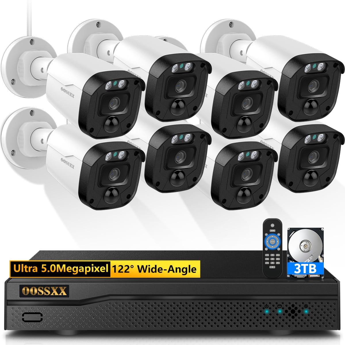 OOSSXX 5MP Definition Full HD Wired Security Camera System Outdoor AHD Dome Bullet Home Video Surveillance Cameras CCTV Camera Security System