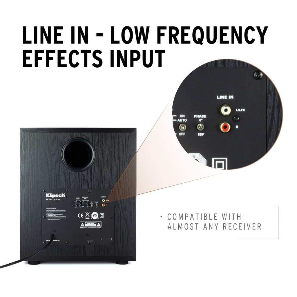 Klipsch Synergy Black Label Sub-100 10 Front-Firing Subwoofer with 150 Watts of continuous power, 300 watts of Dynamic Power, and All-Digital