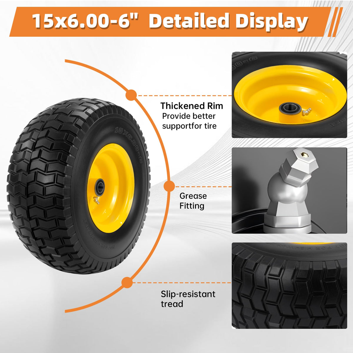 2-Pack 20x10.00-8 Tubeless Lawn Mower Rear Tire and Wheel Assembly, 4-Ply.