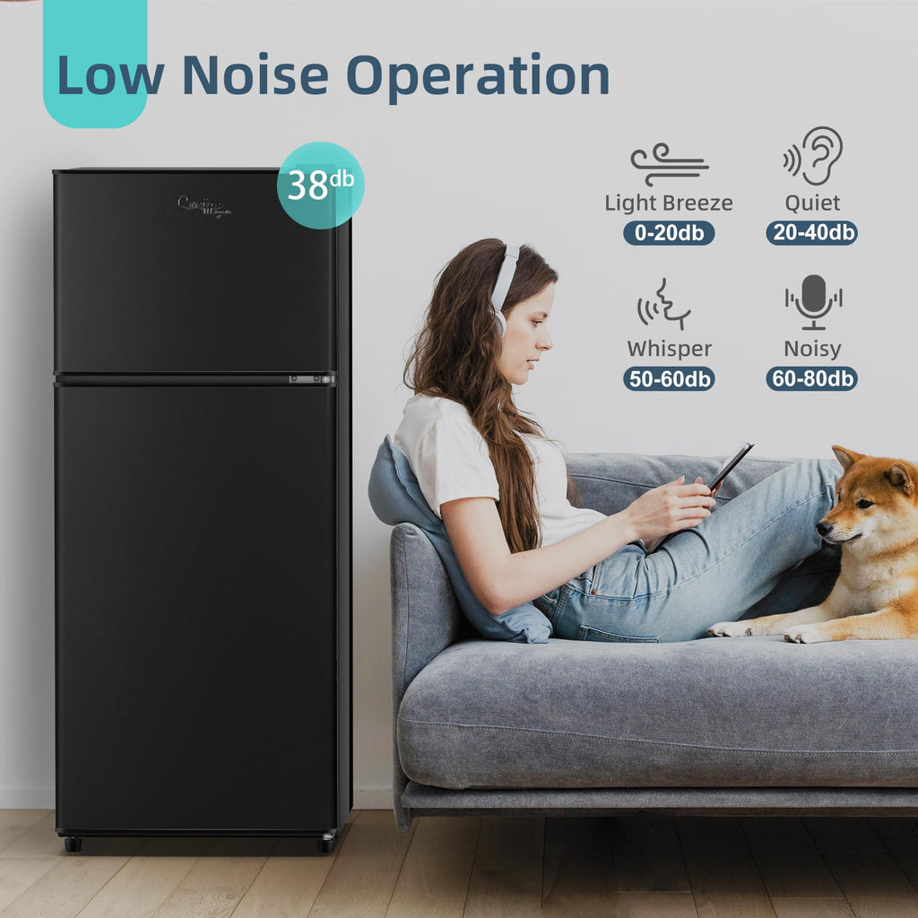 2.9 Cu.Ft Compact Double Door Mini Fridge - Top Freezer & Bottom Refrigerator | Energy Save,7-Level Precision Cooling | Ideal for Dorm, Bedroom