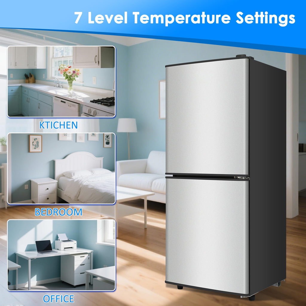 3.3 Cu. Ft. Mini Fridge with Freezer, Compact Refrigerator with Adjustable 7-Level Thermostat, Dorm Fridge for Kichen, RV, Office, Apartment, Black