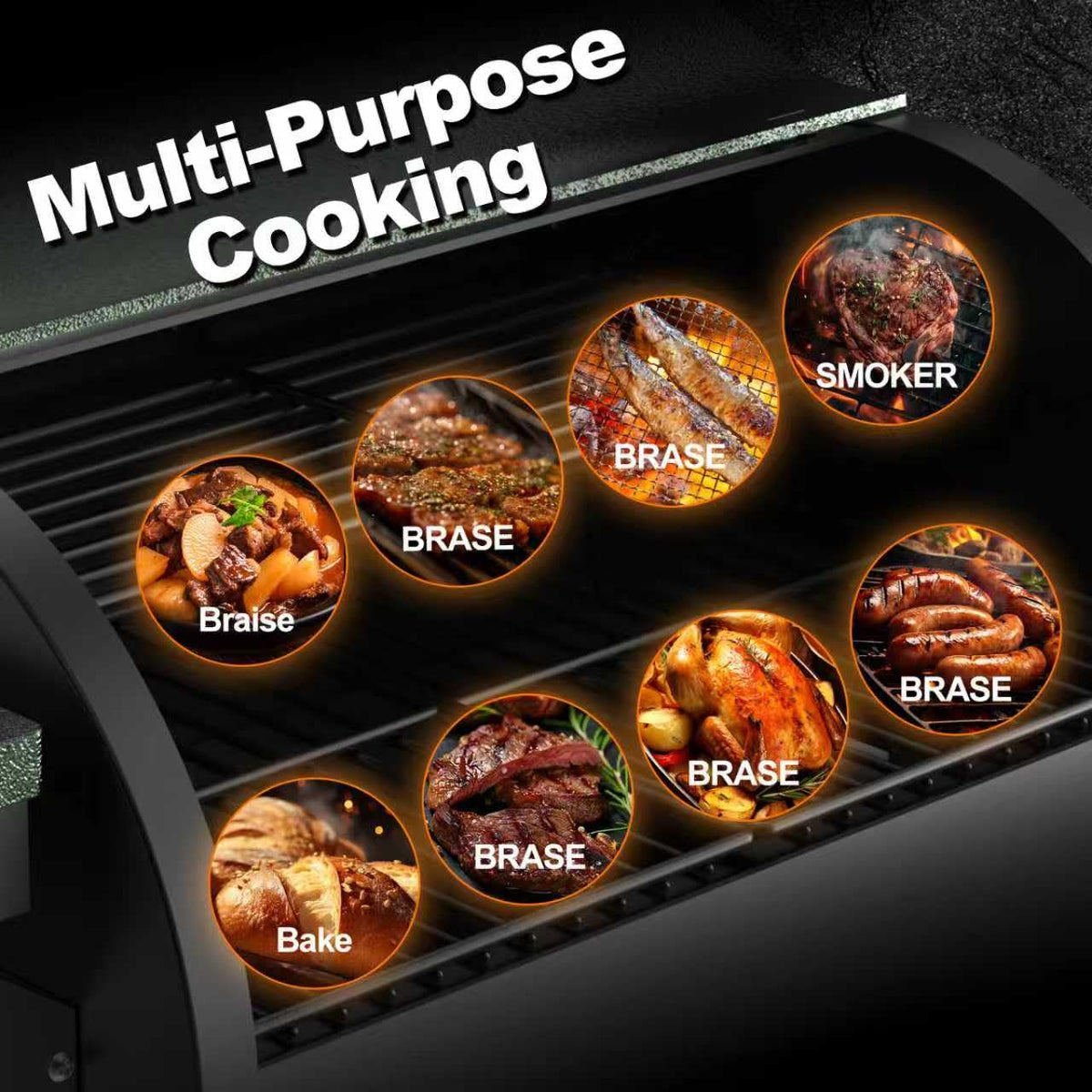 Pellet Smoker Grill Combo, 456 SQ.IN Cooking Area with PID Temperature Control (180-450F) Electric BBQ Meat Grills & Smokers, Patio Backyard for