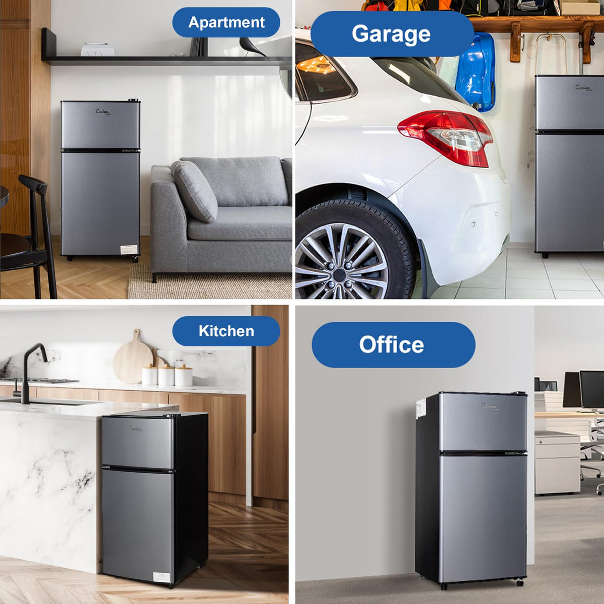2.9 Cu.Ft Compact Double Door Mini Fridge - Top Freezer & Bottom Refrigerator | Energy Save,7-Level Precision Cooling | Ideal for Dorm, Bedroom