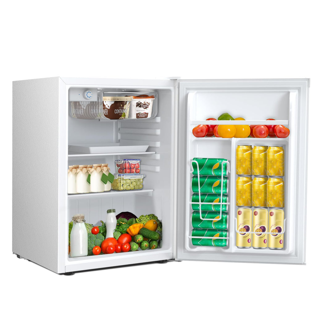 3.2 Cu.ft Mini Fridge with Freezer, Compact Refrigerator with Reversible Single Door, Adjustable Thermostat, Low Noise, Energy Efficient for Office